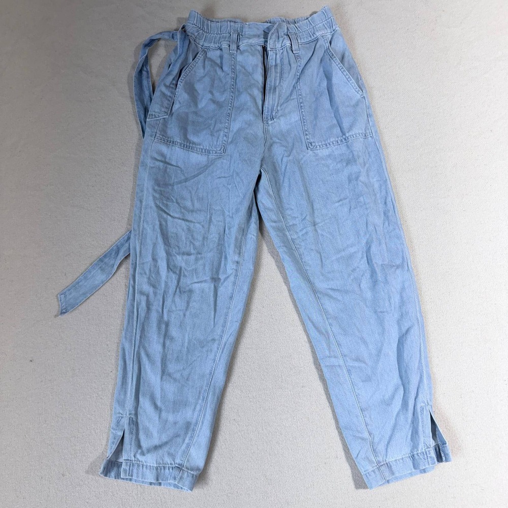 AG Adriano Goldschmied Light Wash Paperbag Waist Tie Belt Jeans Size 26R